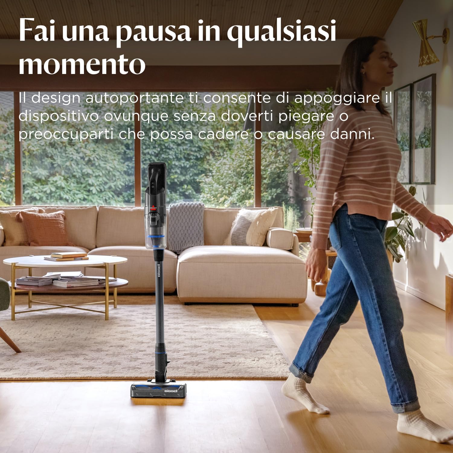 Bissell PowerClean FurGuard, Aspirapolvere Senza Fili, Motore da 280W, Spazzola a rullo Autopulente, Faretti FurFinder, Scopa Elettrica, Autoportante, Filtro HEPA, 2500 mAh Batteria Rimovibile, 4091N