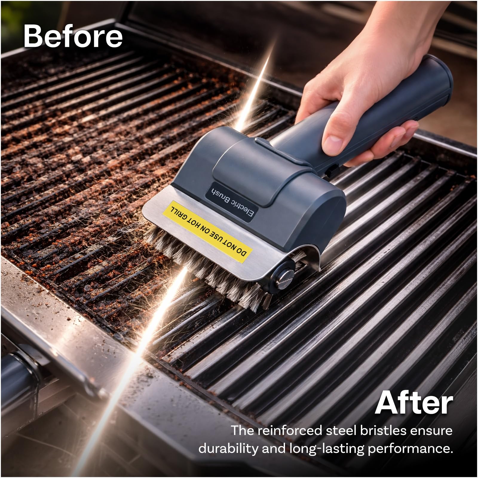 Elektrische Grillbürste von MMOBIEL – Kabelloser BBQ Grillreiniger mit 100 Minuten Laufzeit, Hochdrehmoment-Motor, 1500 RPM Drehzahl, Ergonomischem Griff, USB-Ladekabel & Handschuhe