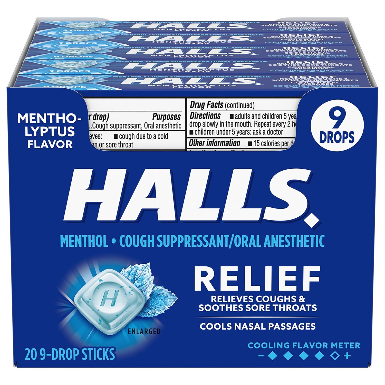 HALLS Relief MenthoLyptus Cough Drops, 20 Packs of 9