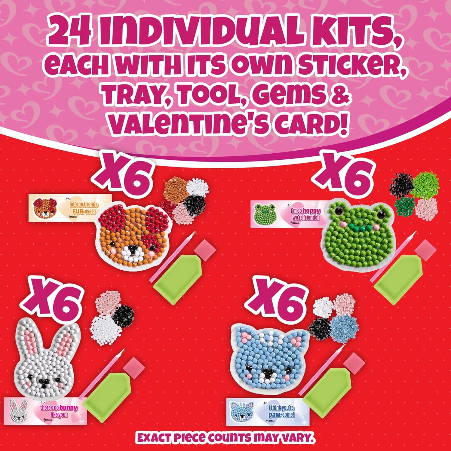 Pet Buddies 24 Pack 5D Diamond Painting Kits - Goodie Bag Party Favors for Kids Birthday Party & School Classroom Prizes - Animal Gem Craft Activity Kits - Easter Basket Stuffer Gifts for Boys & Girls