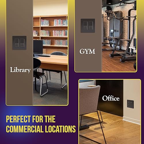 Miniatura 766 de ENERLITES SI8834-BK - Placa de pared decorativa sin tornillos, cubierta de enchufe segura, 4 entradas, 4.68 x 8.30 pulgadas (alto x largo), Negro