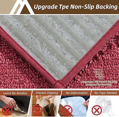 Vista 60 de COSY HOMEER - Alfombra antideslizante de 28 x 9 pulgadas, uso interior en peldaños de madera, alfombras para niños y perros, 100 % poliéster, base