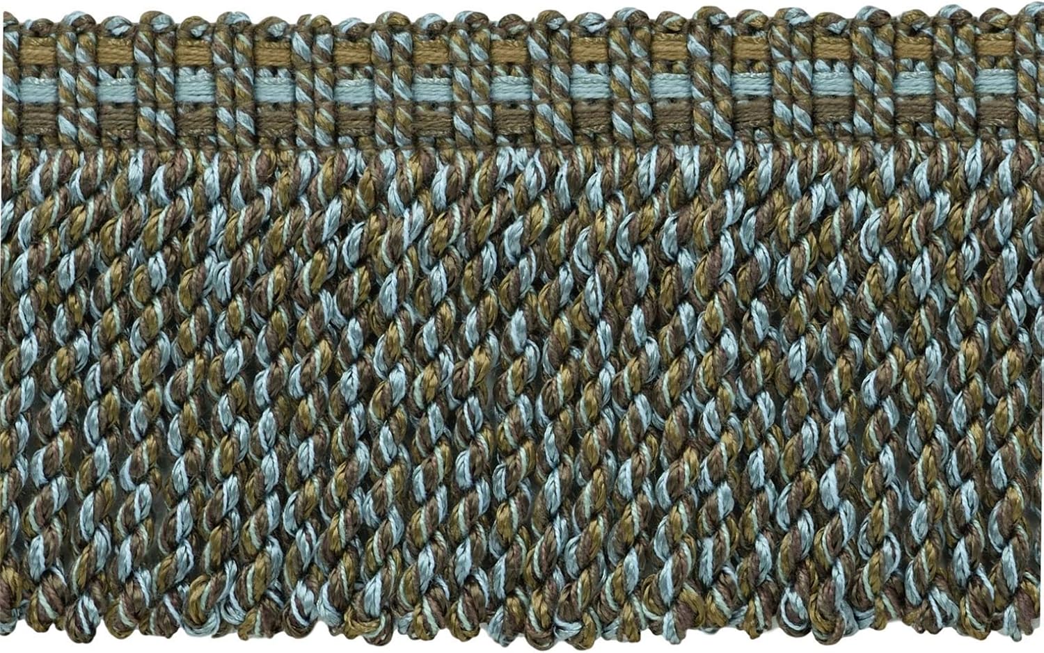 DÉCOPRO 3" (7.5cm) Long Veranda Collection Fancy Knitted Bullion Fringe Trim (BFV3) Birch Brown Multicolor #VNT1 (Light Brown Olive Beige White Ivory) 18 Yards (54 ft/16.5m)