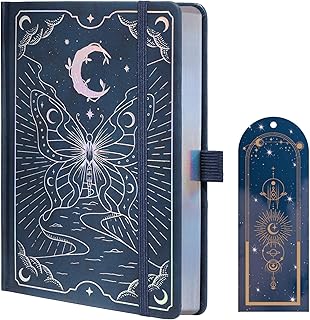 TIEFOSSI Dotted Journal Notebook, Butterfly Dot Journal for Women Girls, A5 Hardcover Journals with Bookmark, Aesthetic Notebook for Journaling Writing, 160 GSM Thick Paper with 190 Numbered Pages