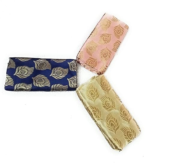 Silk-Cotton Blouse Piece Material for Women, Unstitched, Combo of 3 (1 meter each) - Navratri Special, Durga Puja Special, Oti Bharan, Ugadi Special -C75