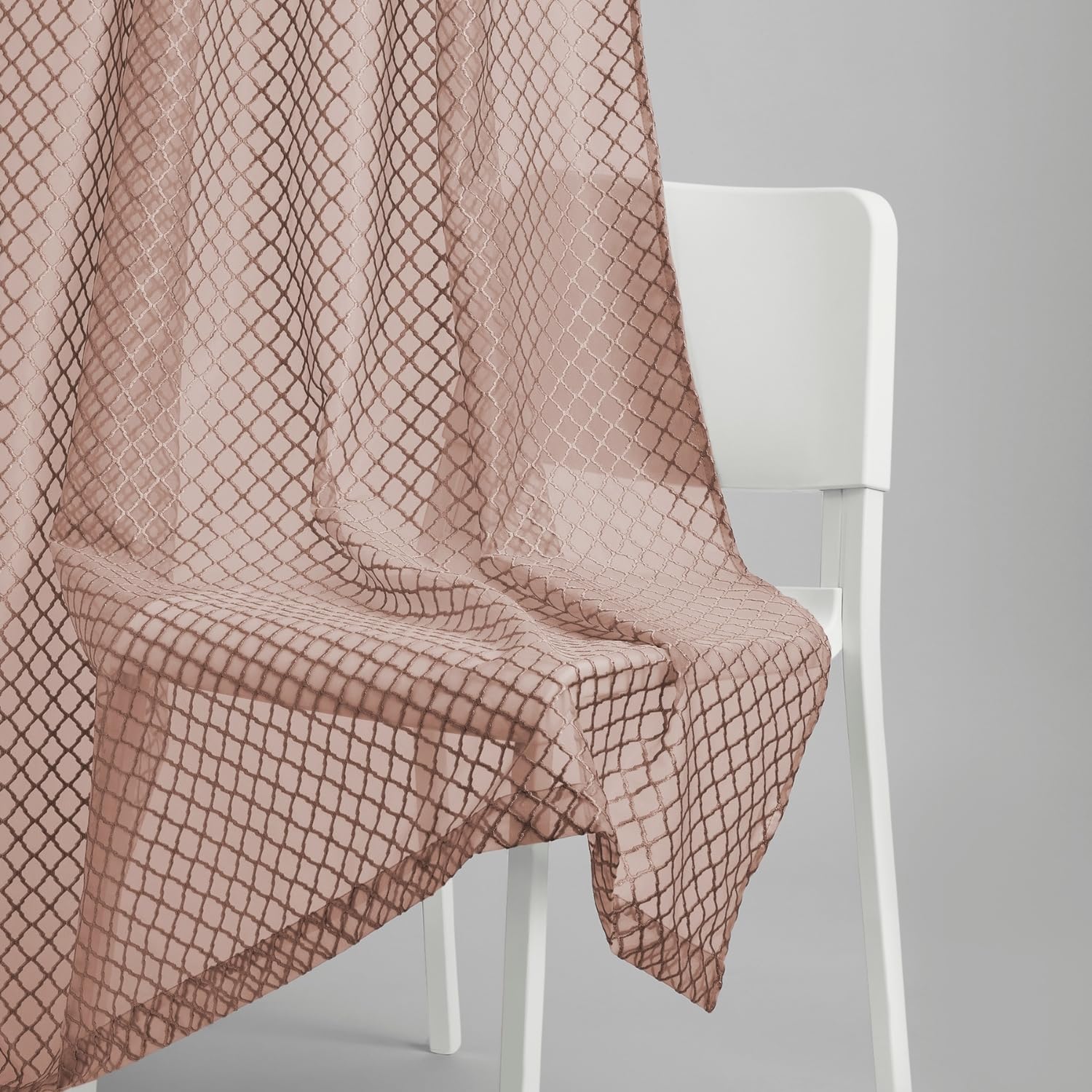 haus & kinder Signature Silver Mesh Sheer Polyester Jacquard Door Curtains Pack of 2, Ice Blue Abstract Geometric Design, Rod Pocket, 105 GSM, 114 x 213 cm, 7 ft Curtains for Bedroom-image-48