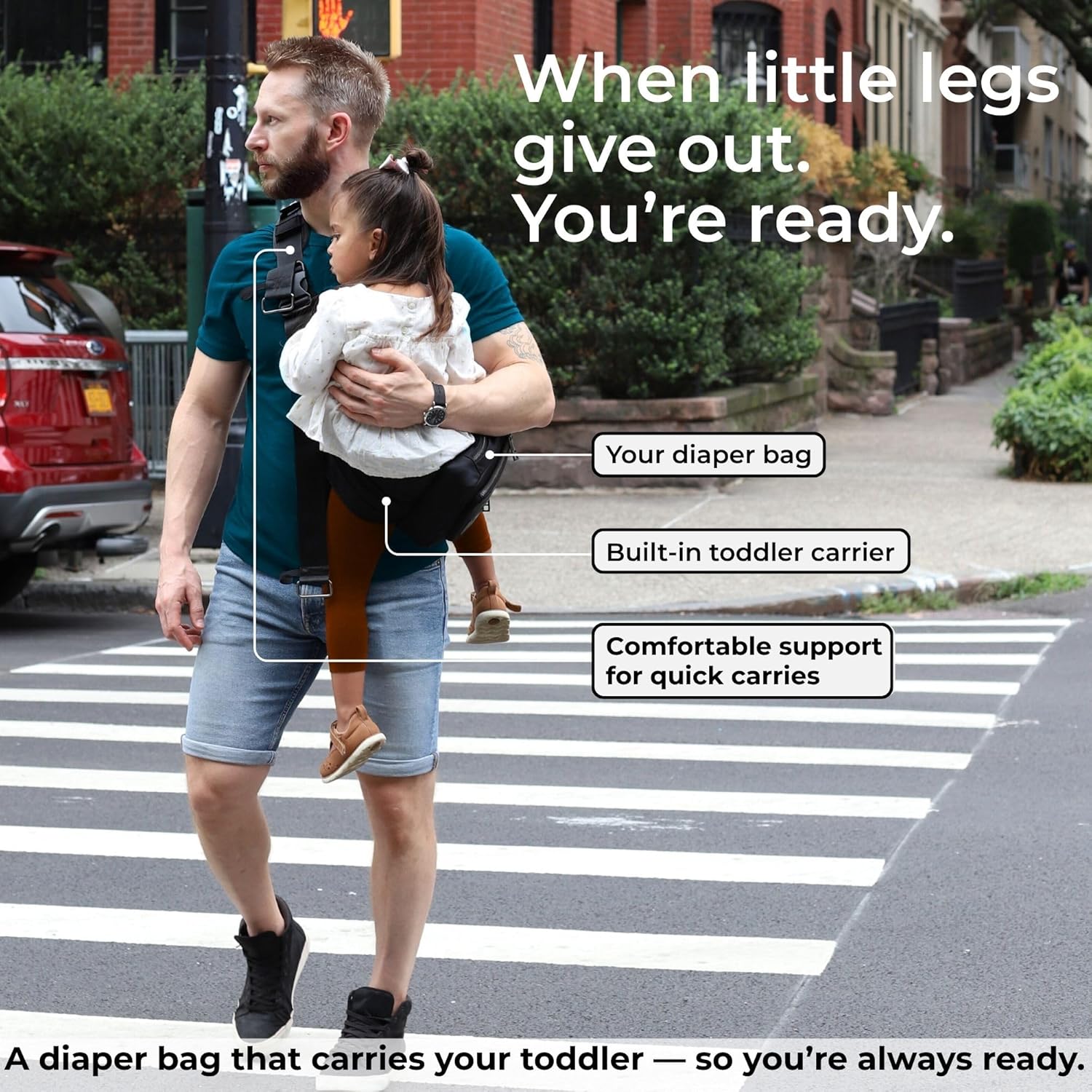 Jacana Toddler Carrier with Built-in Storage – Everyday Bag with Integrated Carrier, Compact for Travel & Errands, No Separate Carrier Needed, Supports Up to 45 lbs