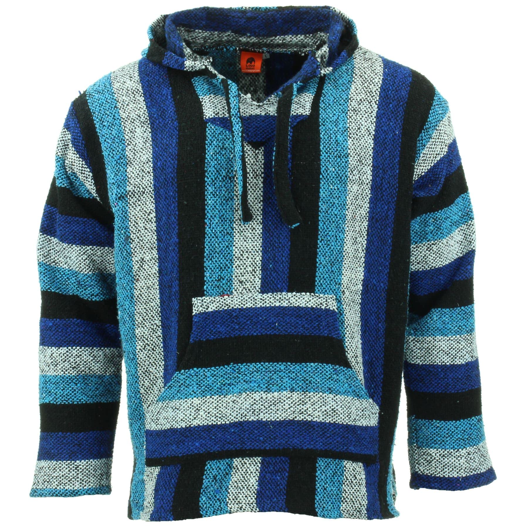 LOUDelephant Recycled Mexican Baja Jerga Hoody - Blue Mix (Large)