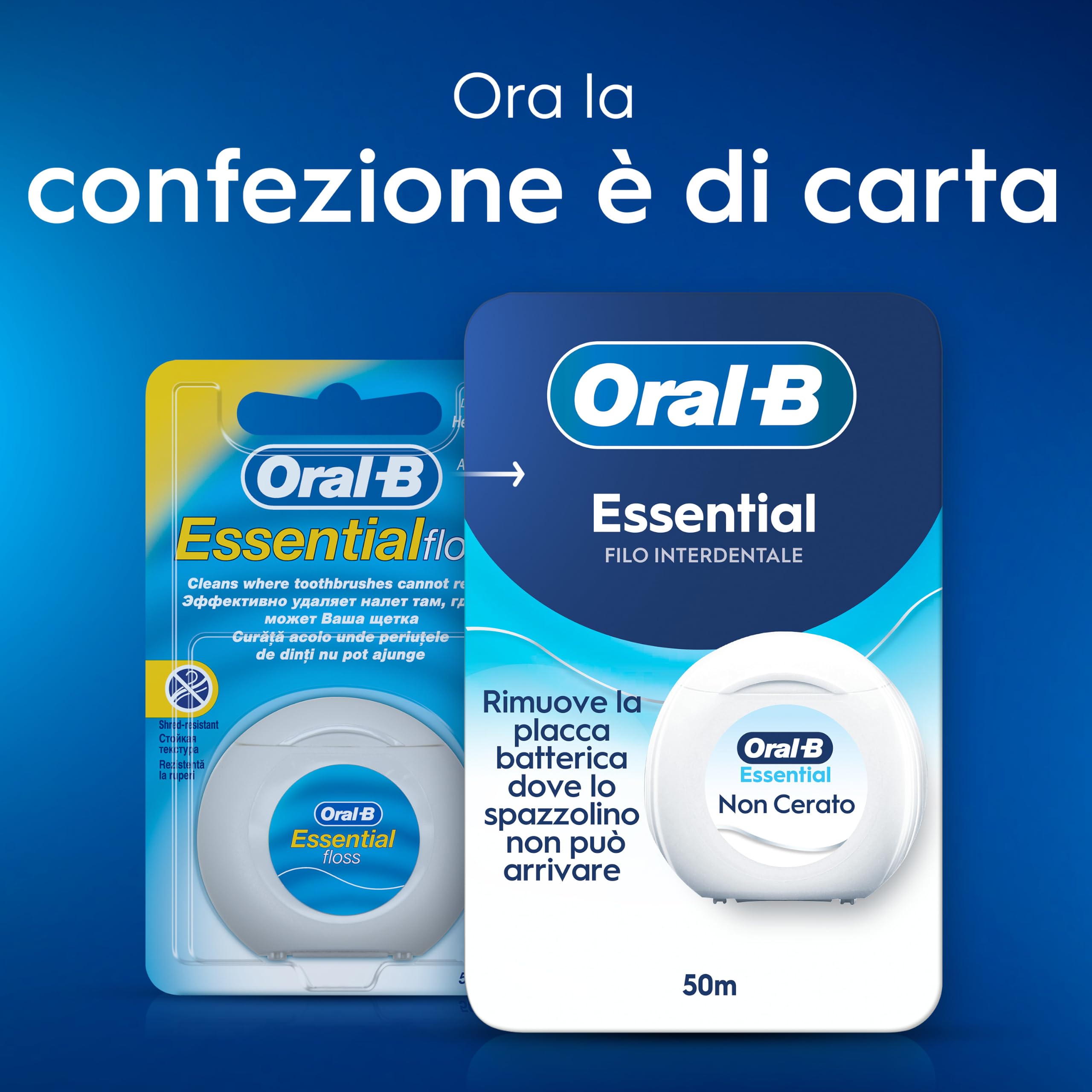 Oral-B Filo Interdentale Cerato, Essential Floss, Neutro 12x50m | Filo Interdentale Essential Floss - Rimuove la Placca - Cerato - Sapore Neutro 50m