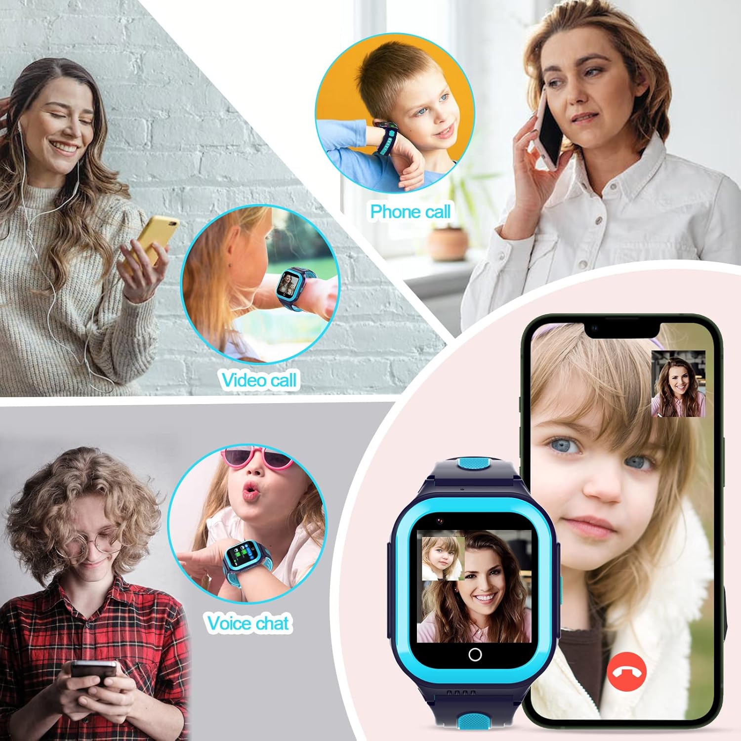 Wonlex 4G GPS Smart Watch for Kids, 1.4" Touch Screen Kids Smartwatch with SIM Card, Boys and Girls Phone Watch with SOS, Camera, Pedometer, Alarm, Music Player, Whatsapp