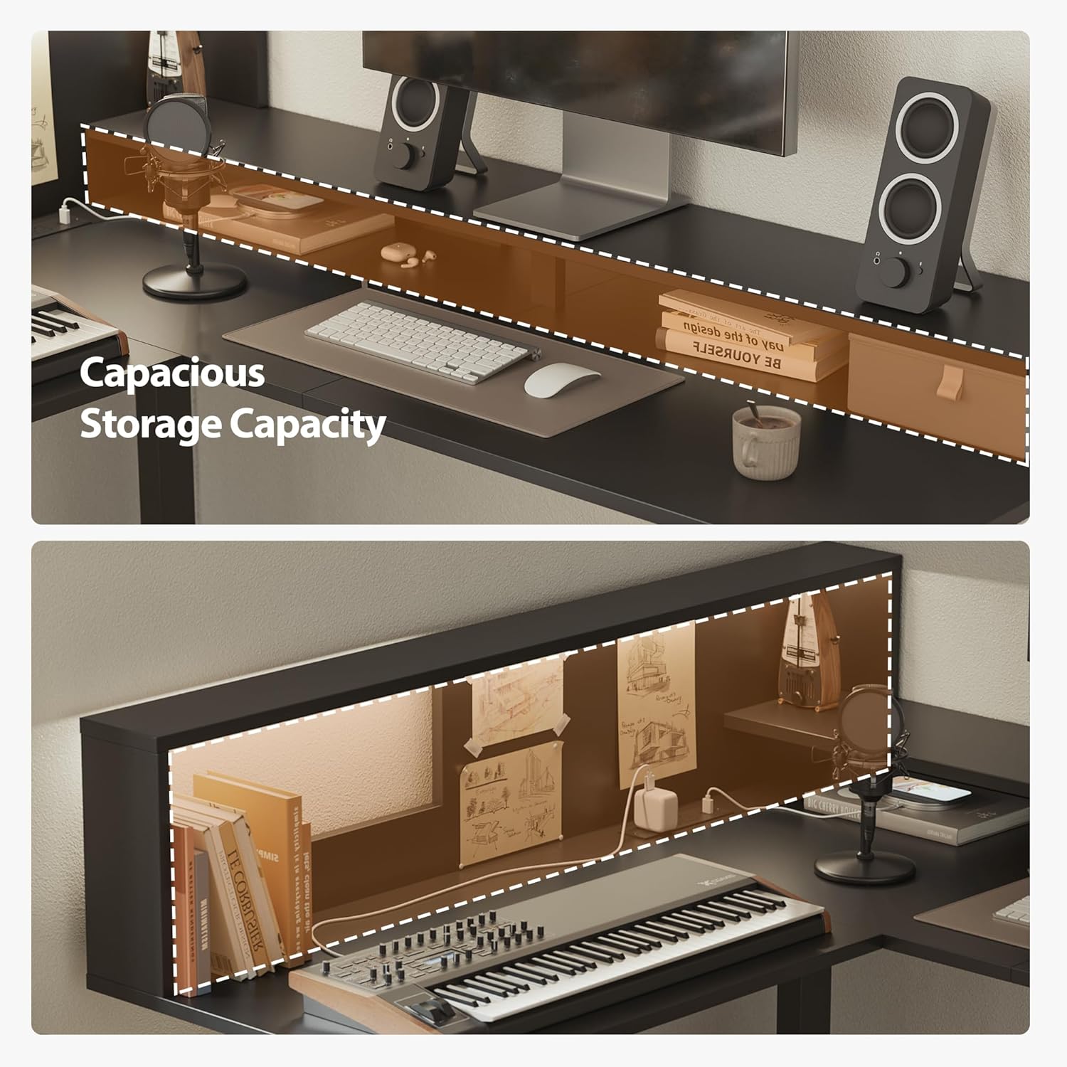 Agilestic L-Shaped Electric Standing Desk, 63x55 Inch Ergonomic Adjustable Height Desk with Storage, Stand Up Corner Desk Sit Stand Computer Table Power Outlet & LED Lights, Office Table, Black