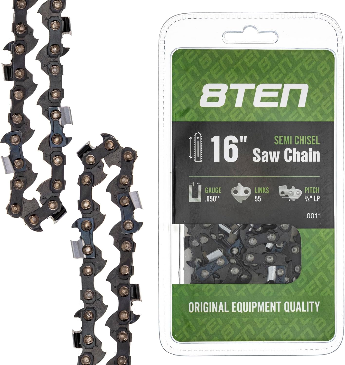 8TEN Chainsaw Guide Bar and 2Chains for Stihl MS 170 HT 70 55 30050004813 36130050055 S55 16 Inch .050 3/8LP 55DL