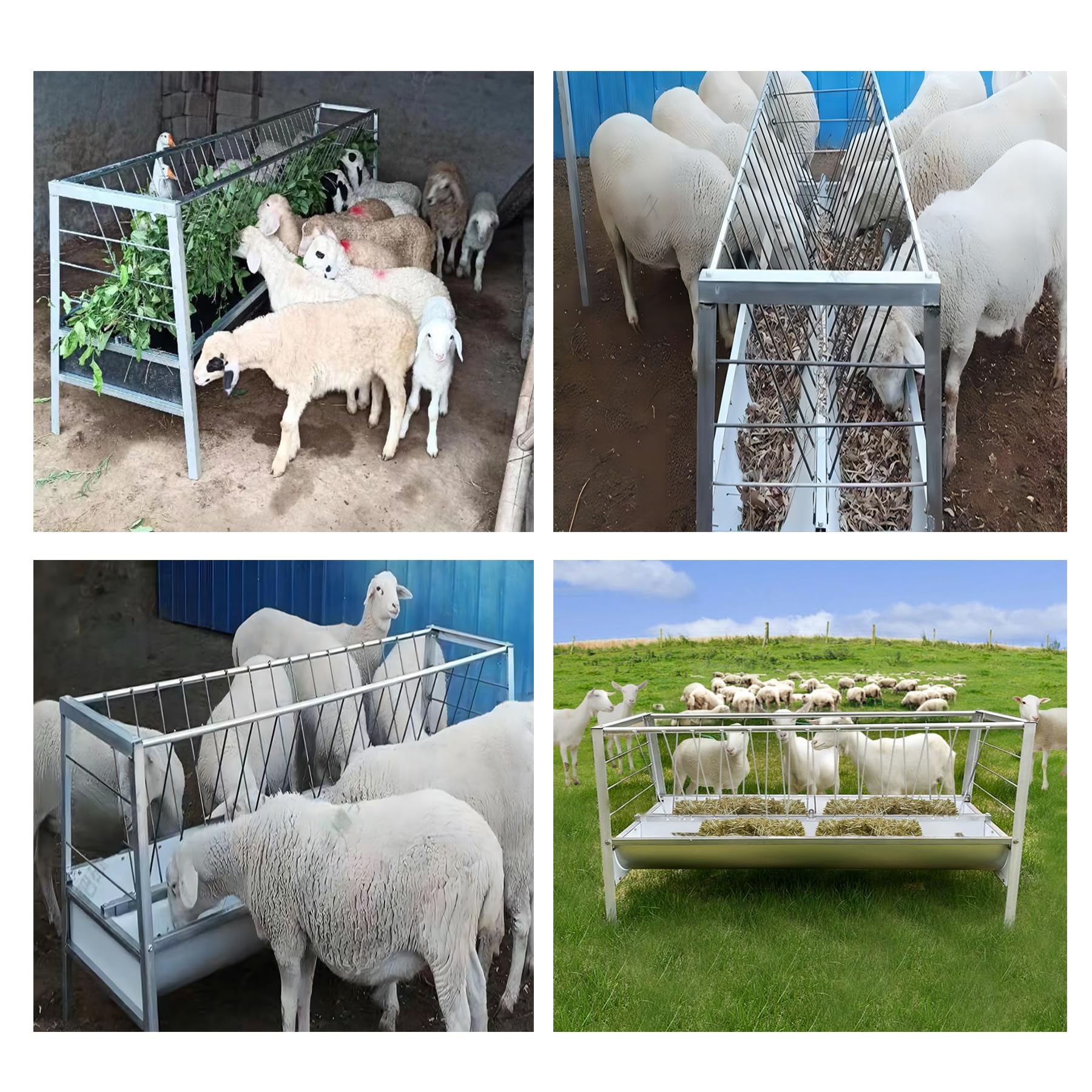 Mangiatoia per Fieno per capre 2 in 1 Mangiatoia per Bestiame Lunga 1,5 Metri Mangiatoia da Esterno per pascolo Robusta rastrelliera per Fieno a più Lati da 77 galloni per Cavalli, Pecore, b
