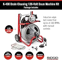 Vista 6 de RIDGID 26998 Modelo K-400 Kit de Máquina de Tambor de Limpieza de Drenaje de 120 Voltios con Cable C-45IW de 1/2" x 75', Blanco, Negro, Rojo
