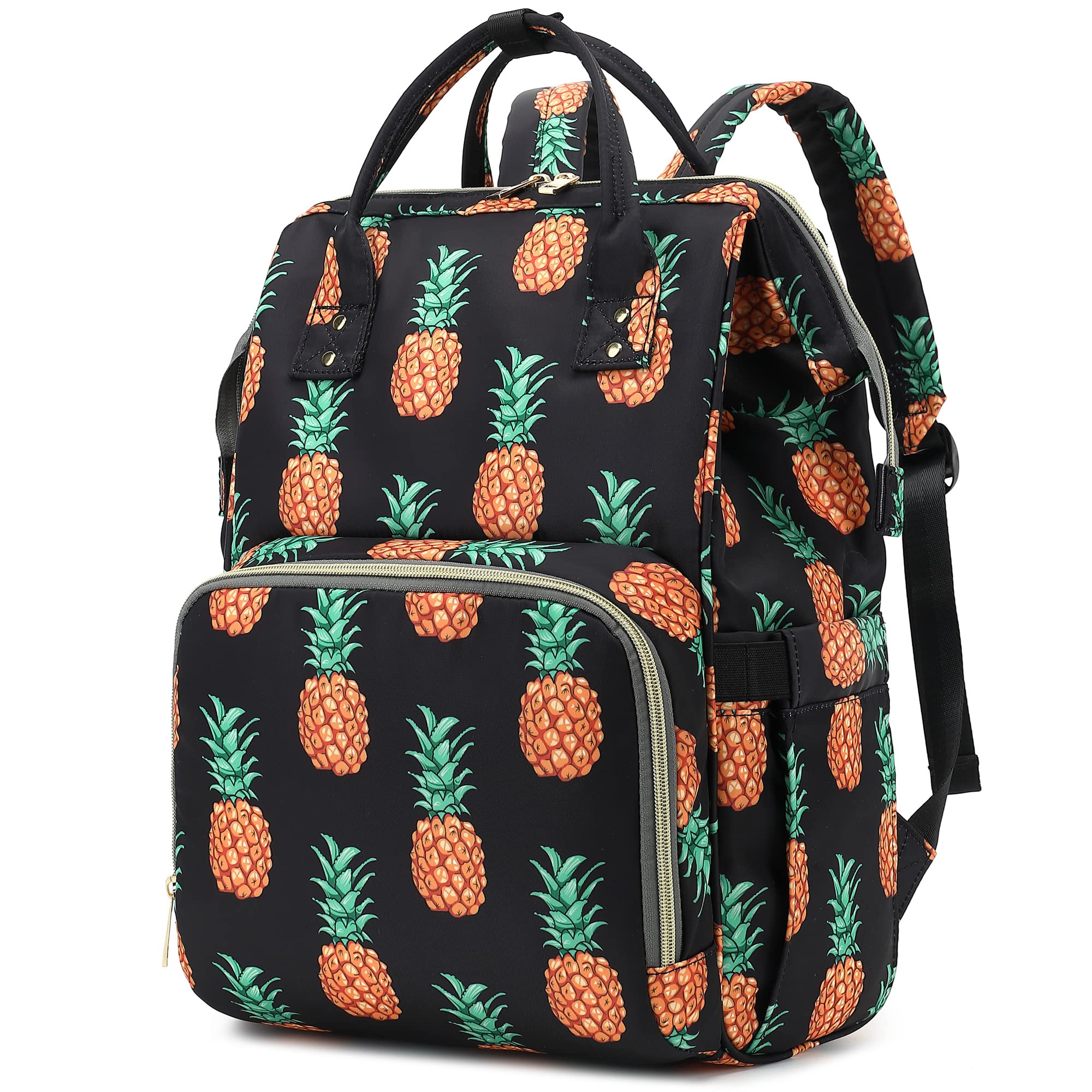 Xunteny Pineapple Women Laptop Backpack, College School Backpack Bookbag 15.6 Inch Computer Backpacks for Work Business Travel