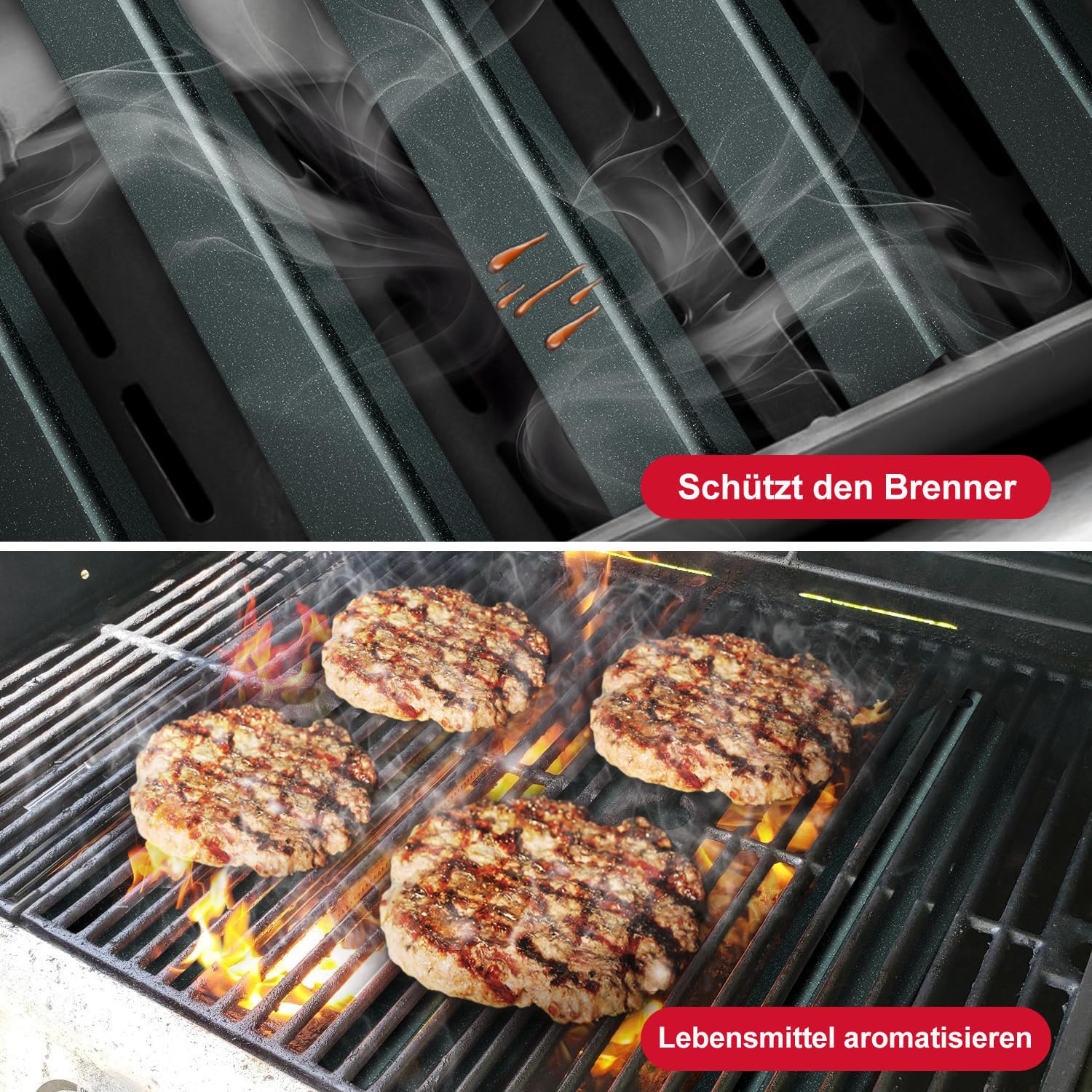 Unicook 7636 Grill Heizplatte, 5 Stück Brennerabdeckung für Weber Spirit I & II & GS4 300 Series Grills, Grillersatzteile 38.9cm Aromaschienen Zubehör für Weber Spirit E310 S310 E320 S320 E330 S330