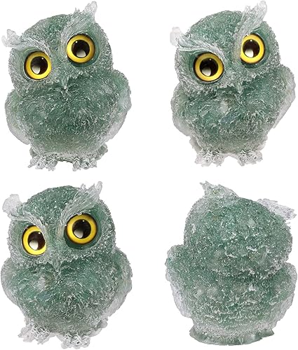 Miniatura 3 de mookaitedecor Estatua de búho de aventurina verde escultura de piedra animales tallados figura de búho nocturno adorno de cristal para escritorio