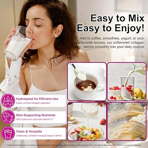 Miniatura 7 de Polvo de péptidos de colágeno múltiple, tipo I, II, III, V, X, con biotina, vitamina C, ácido hialurónico, apoya el apoyo saludable de