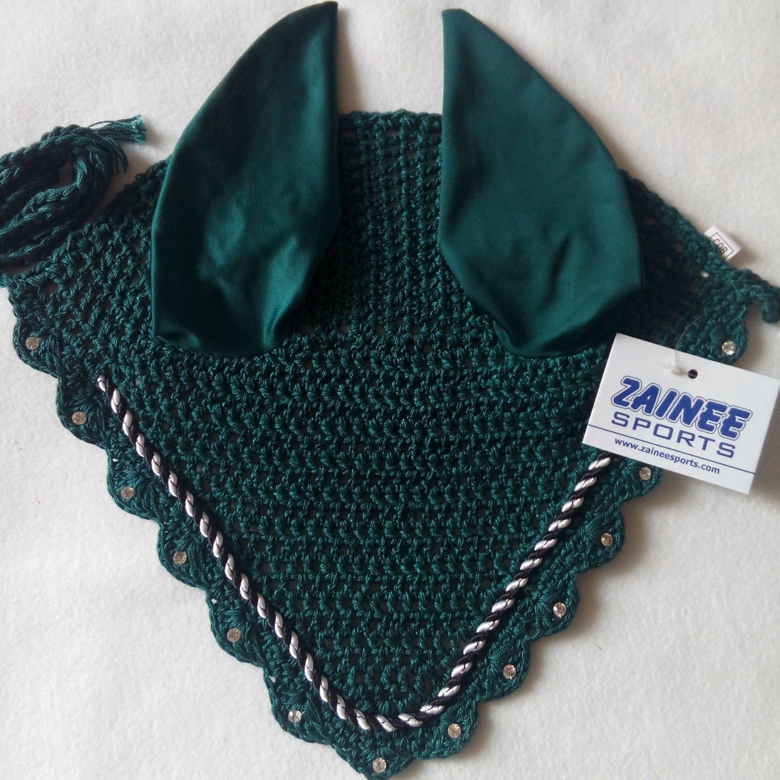 ZAINEE HORSE FLY VEIL EAR BONNET NET BREATHABLE COTTON HAT EQUESTRIAN (Full, Petrol)