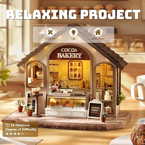 Miniatura 42 de Flever Kit de casa de muñecas en miniatura, habitación creativa con muebles para regalo romántico de obras de arte (hora del té de la tarde)