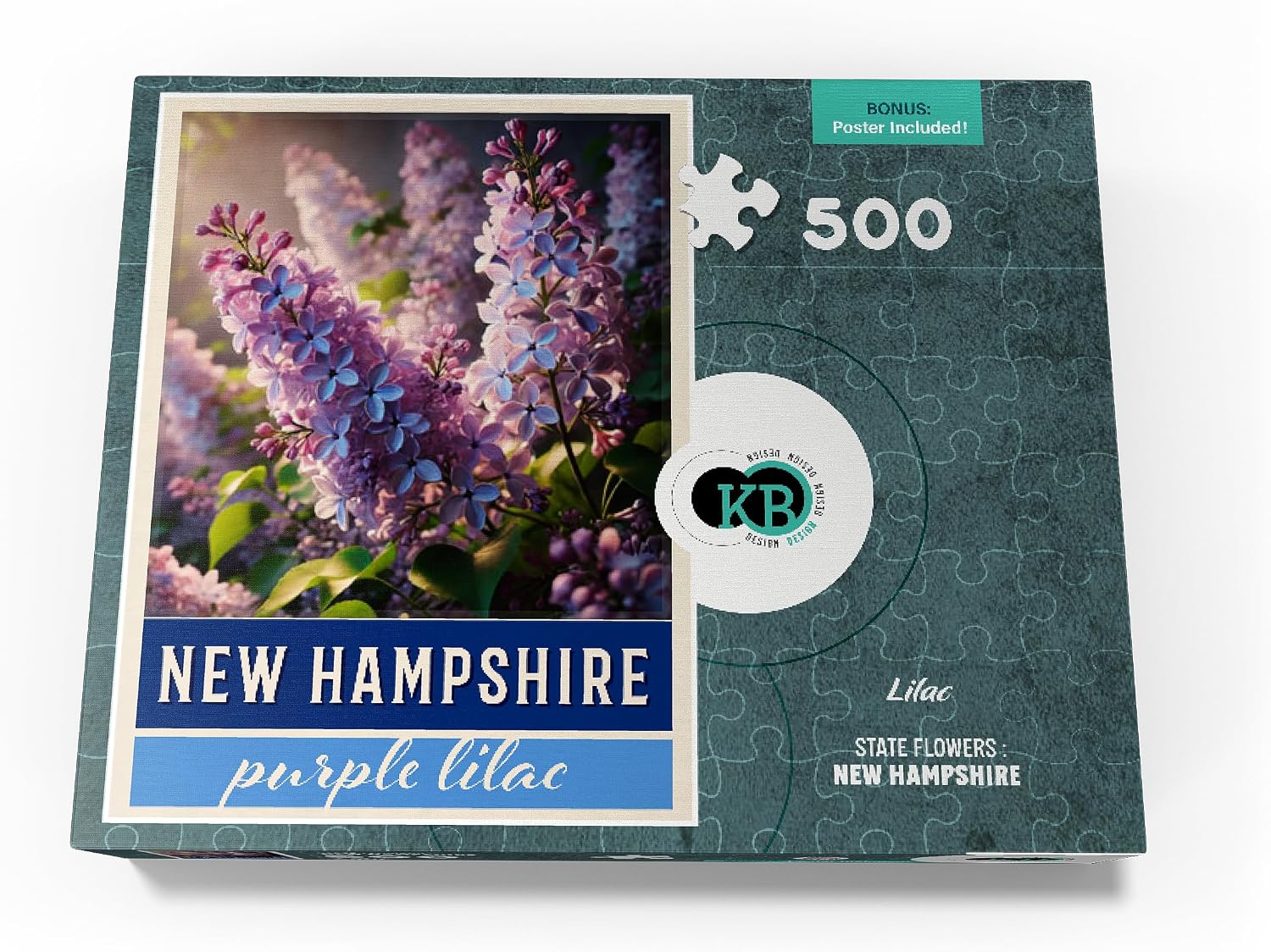 MyPuzzle State Flowers Series: New Hampshire, Lilac - Premium 500 Piece Jigsaw Puzzle for Adults