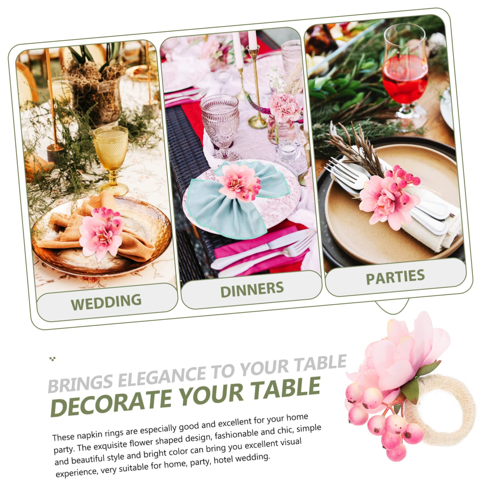 IMIKEYA 30stücke Künstliche Blumen Serviettenringe Elegante Tischdeko Für Hochzeiten Ostern Partys Und Mehr Stilvolle Napkin Decor Accessory Aus Hochwertigen Materialien