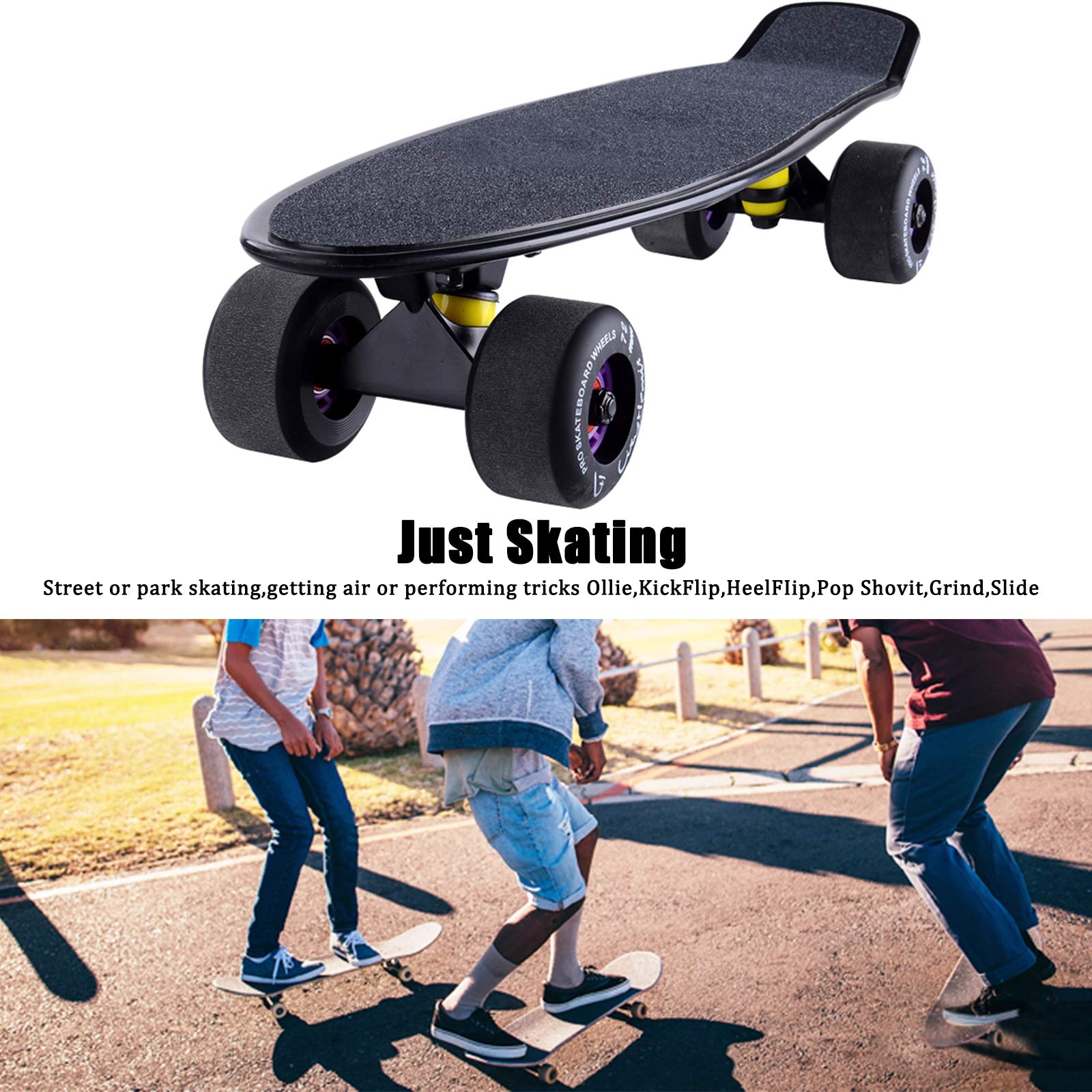 22"Mini deskorolka cruiser z PU świecące koło, deskorolka wklęsła pełna pokrywa PP pojedynczy kopnięcie z ochronnym sprzętem dla początkujących, dorośli, nastolatków, dzieci