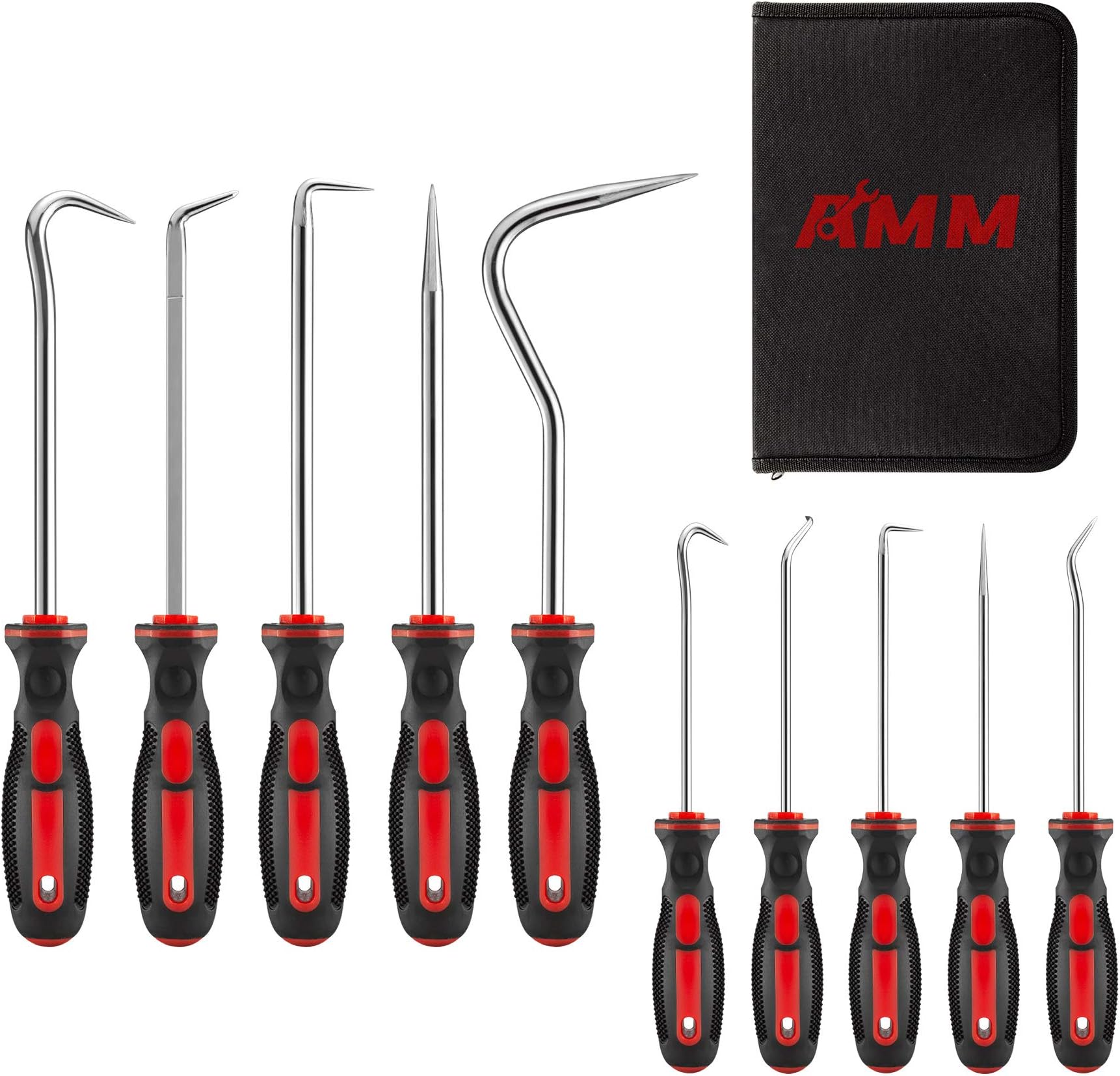 AMM 10 Piece Pick and Hook Set, Precision Automotive Pick Tool Set for Car Auto Oil Seal/O-Ring Seal Gasket Pick Mini Hooks Puller Remover Best for Automotive and Electronic Tools, Practical Tool