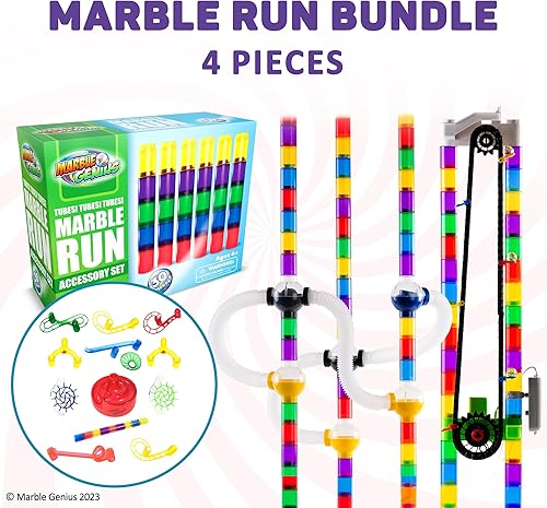 Miniatura 2 de Marble Genius Paquete juego de refuerzo de carrera de mármol (20 piezas), tubos, esferas y tubos accesorio, elevación automática de cadena, crea