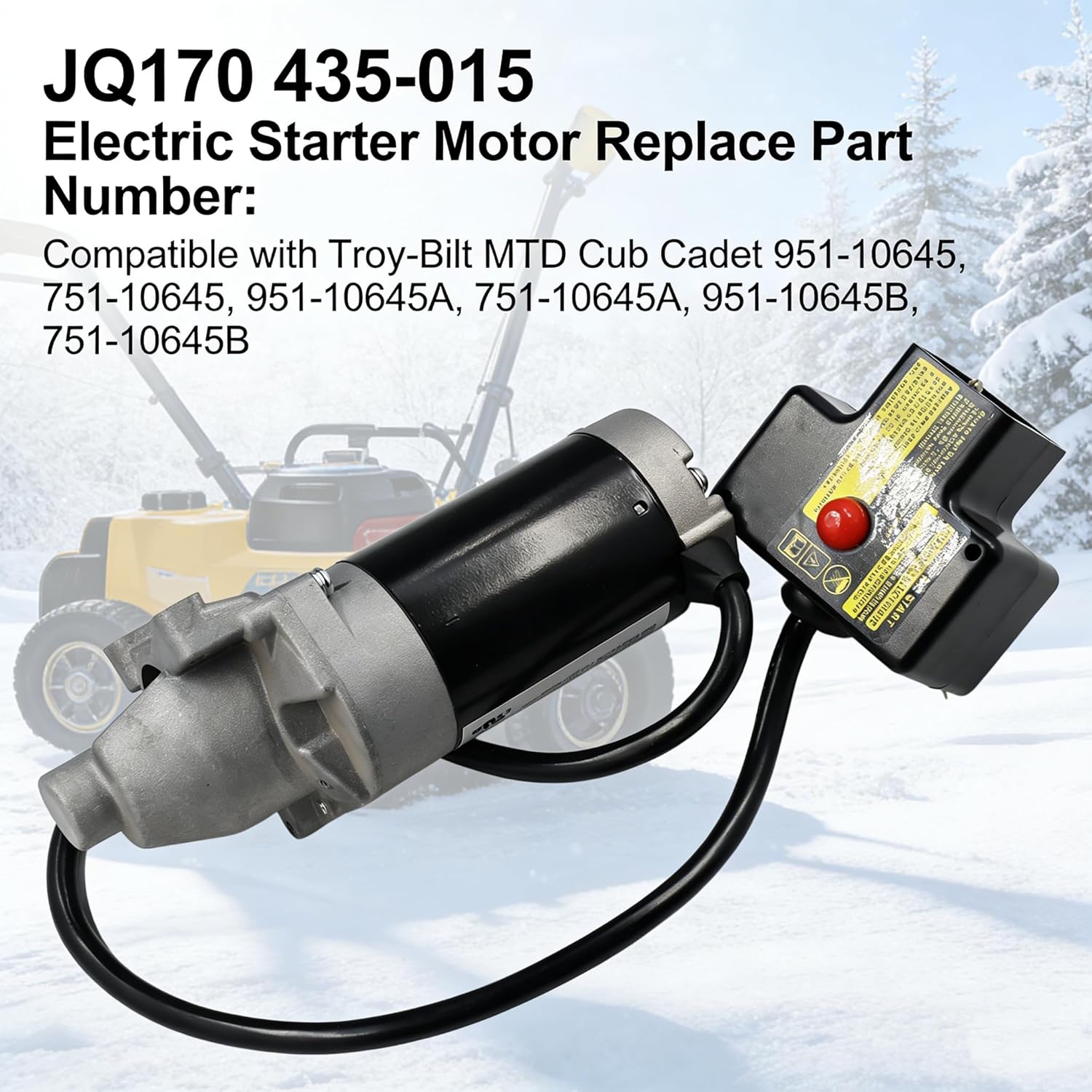JQ170 951-10645 751-10645 Electric Starter Motor for Troy-Bilt MTD Cub Cadet Craftsman 951-10645A 751-10645A Snowblower Starter 120V 17T for Husqvarna LCT Ariens 208cc 254cc Engine