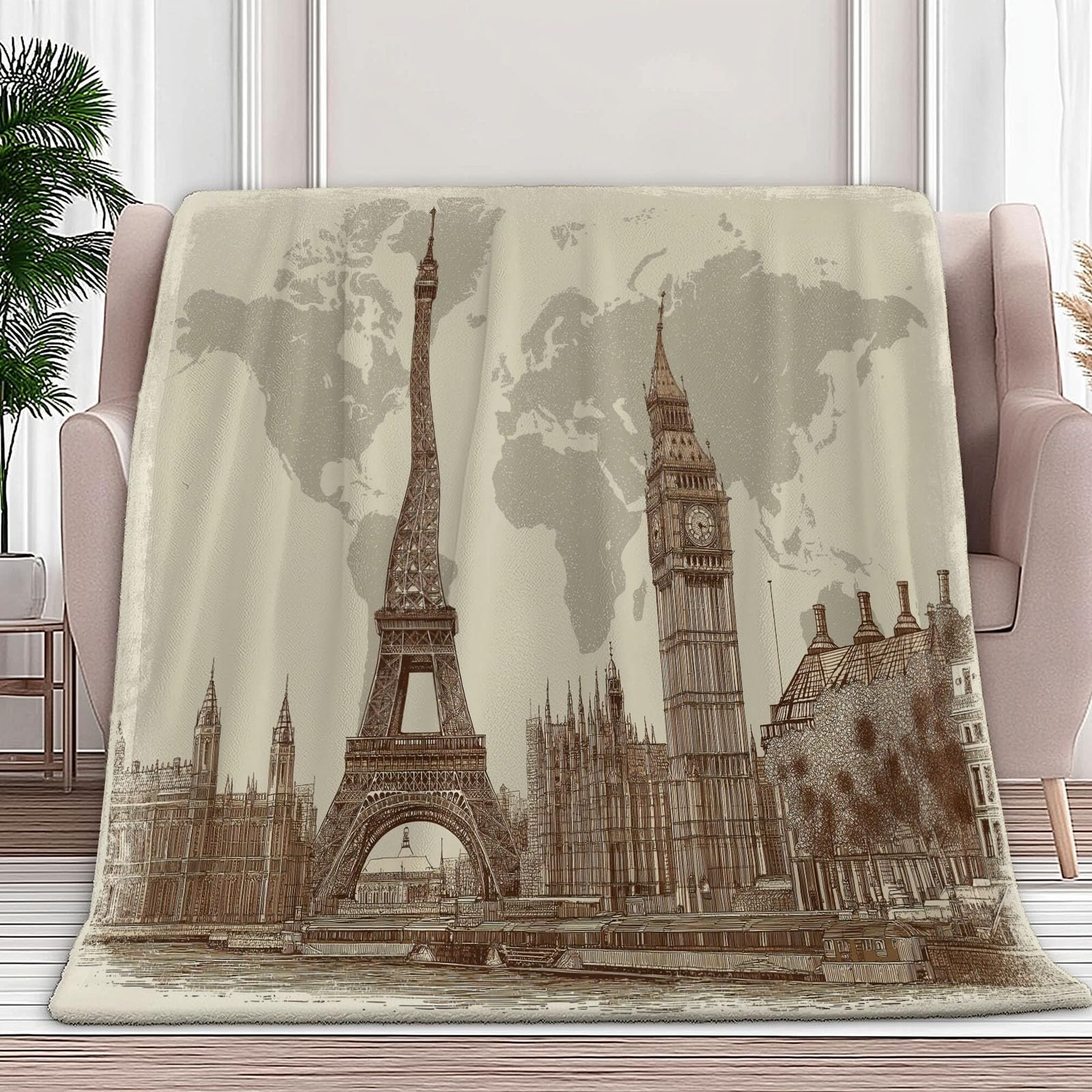 Couverture de canap&eacute; chaude en peluche douce 100x150 pour l'hiver