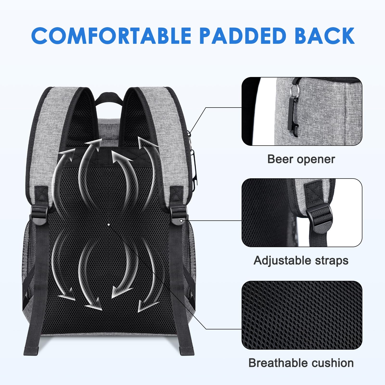 Kühlrucksack 30 Dosen Kühltasche 24L 14h Kühlung Isolierter Picknickrucksack Wasserdicht Kühlbox Thermo Rucksack Cooler Bag Groß Lunchtasche für Wandern Camping Strand Picknick Grillen Reisen Arbeit