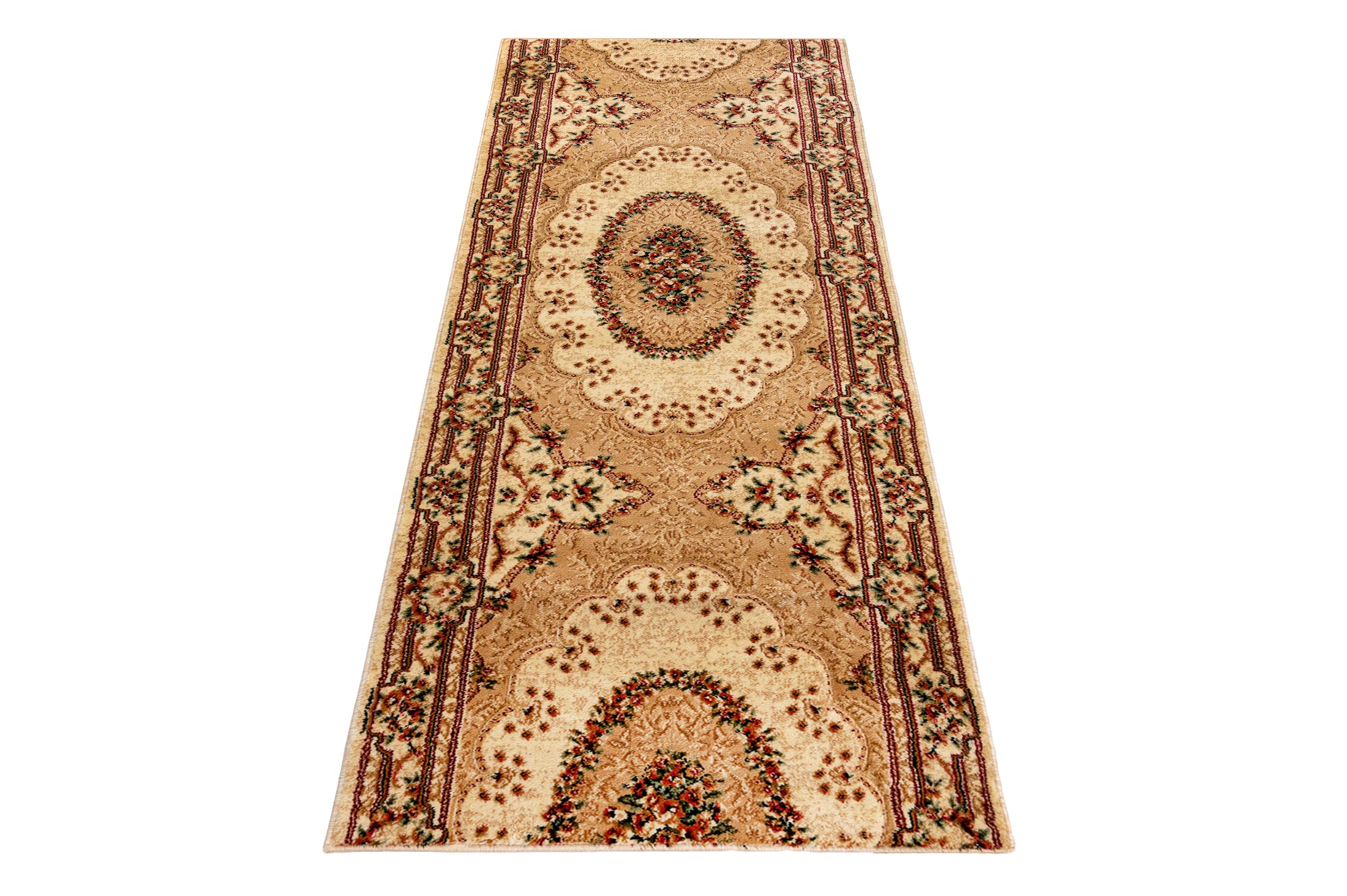 Mazovia Alfombra de Pasillo Larga - Design Oriental Pelo Corto - Alfombras de Pasillo por Metros - Alfombras para Pasillos Largos - Moqueta por Metros - Beige - 90x300 cm