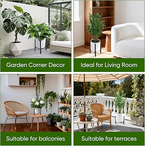Miniatura 8 de Soporte de metal ajustable para plantas para interiores y exteriores, soportes resistentes con diseño a prueba de óxido para macetas de 8 a 12