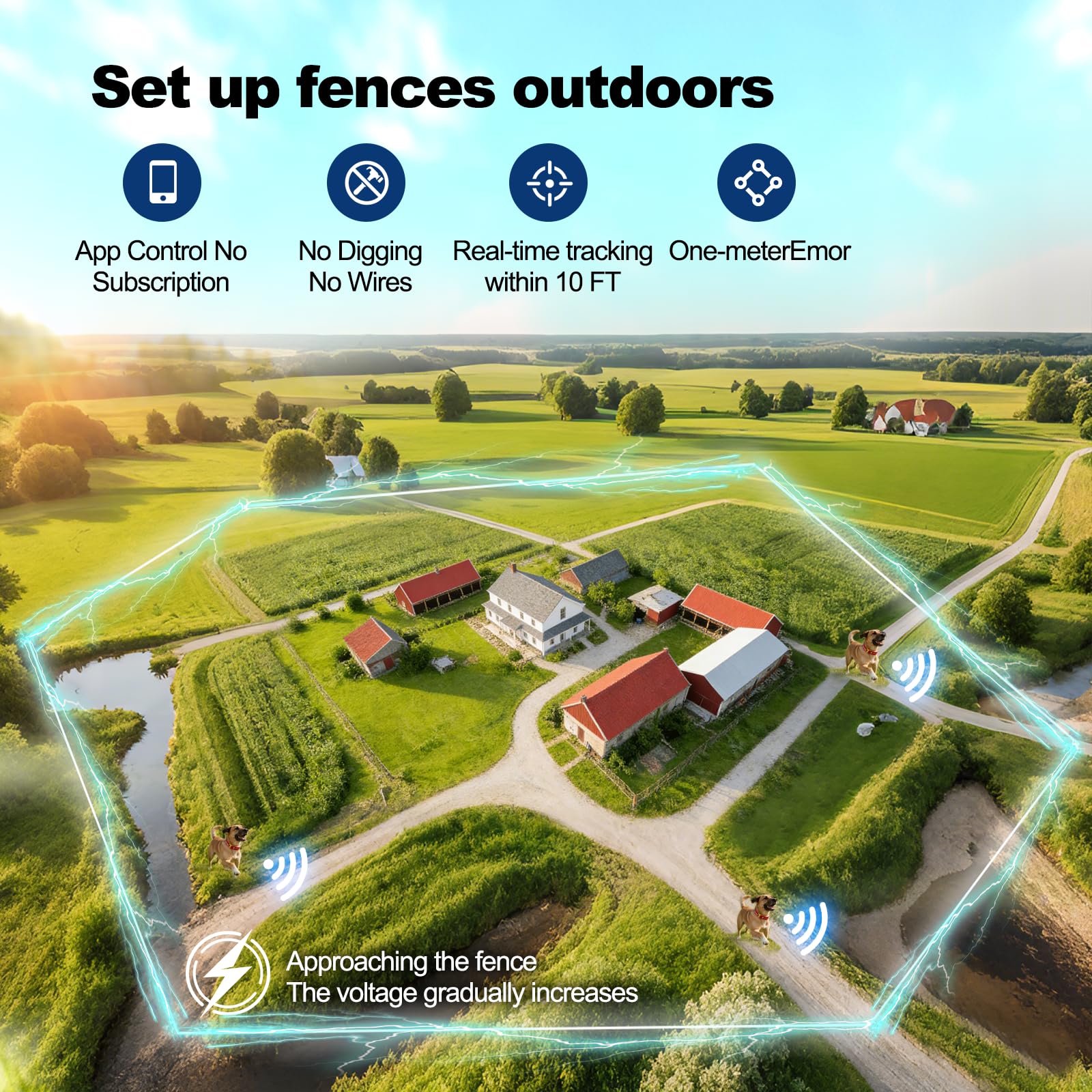 Wireless Electric GPS Dog Collar Fence for Dog with Free App: Upgrade Invisible Pet Shock Barrier Containment System Yard Outdoor Perimeter - Stubborn Dog Train Bluetooth Collar for Dog Parent - image 2