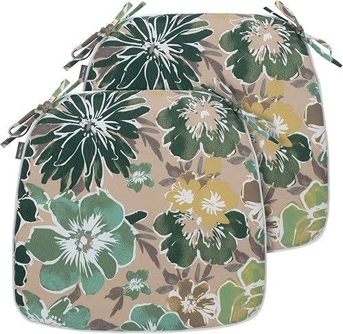 Magpie Fabrics Cojines de silla en forma de U de 17 x 16 x 2 pulgadas con lazos, 4 unidades, para interiores y exteriores, impermeables, para todo Magpie Fabrics Cojines de silla en forma de U de 17 x 16 x 2 pulgadas con lazos, 4 unidades, para interiores y exteriores, impermeables, para todo