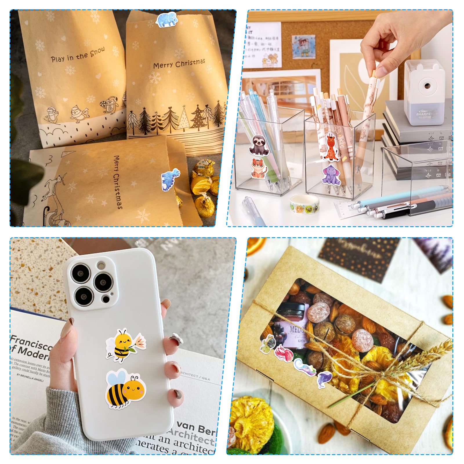 Prota 3000 Stück Tier Aufkleber - Wasserdicht, 2,8cm Rund, 6 Rollen Mit Tier-Motiven