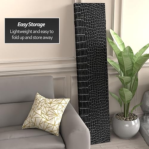 Miniatura 3 de Red Lantern Divisor de habitación de lona con estampado de cocodrilo negro de doble cara de 6 pies de alto, 3 paneles, pantalla de privacidad