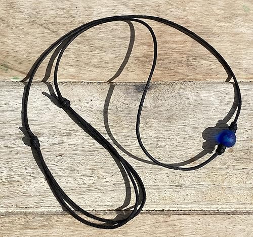 Miniatura 4 de Collar de vidrio de mar mezcla oceánica para hombres - Collar impermeable de surf de vidrio de mar para hombres, joyería hawaiana, vibraciones