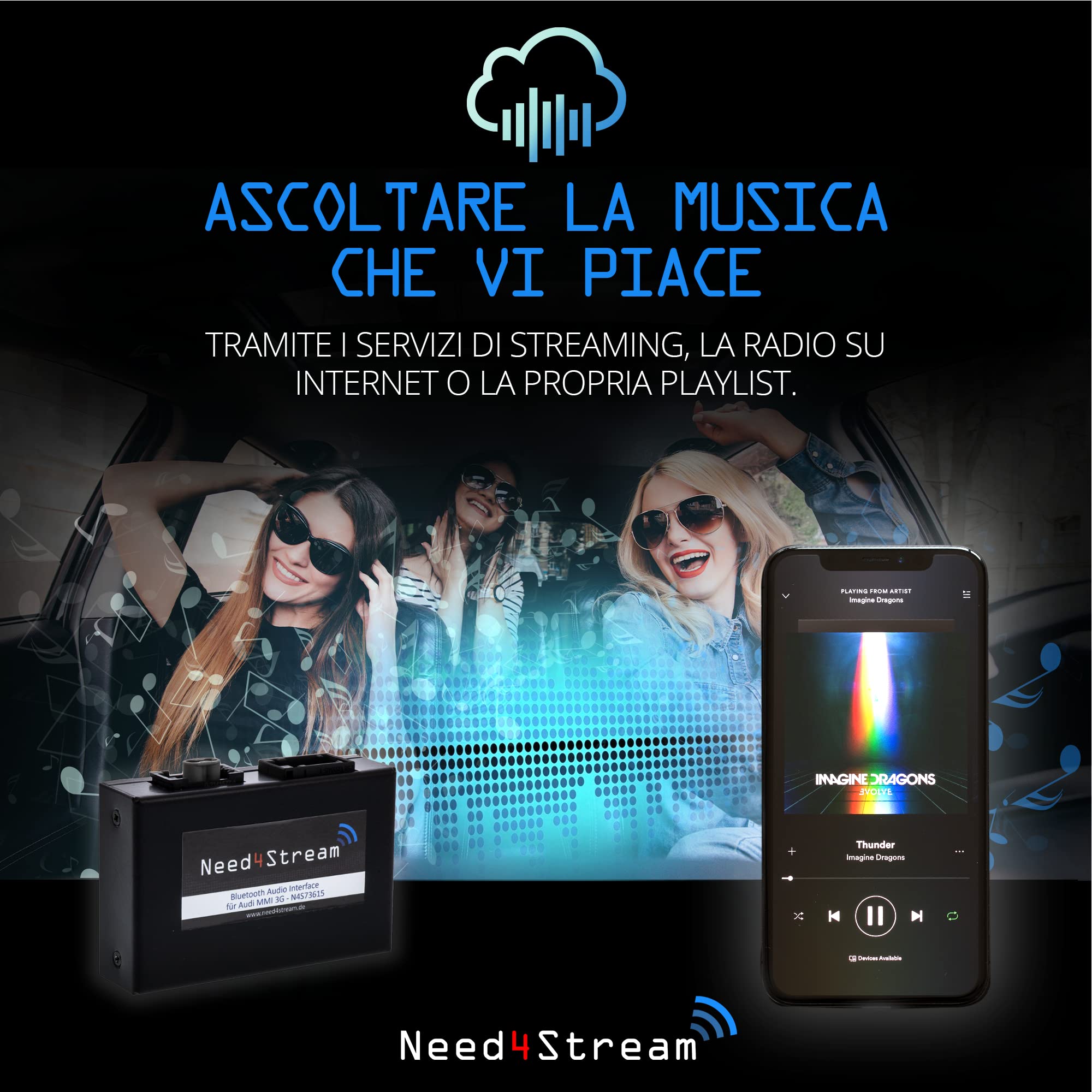 Interfaccia audio Bluetooth con display titolo, N4S73615 A2DP, compatibile con Audi MMI 3G, A4 8K, A5 8T, A6 4F, Q5 8R, Q7 4L, compatibile con iPhone, Android e servizi di streaming