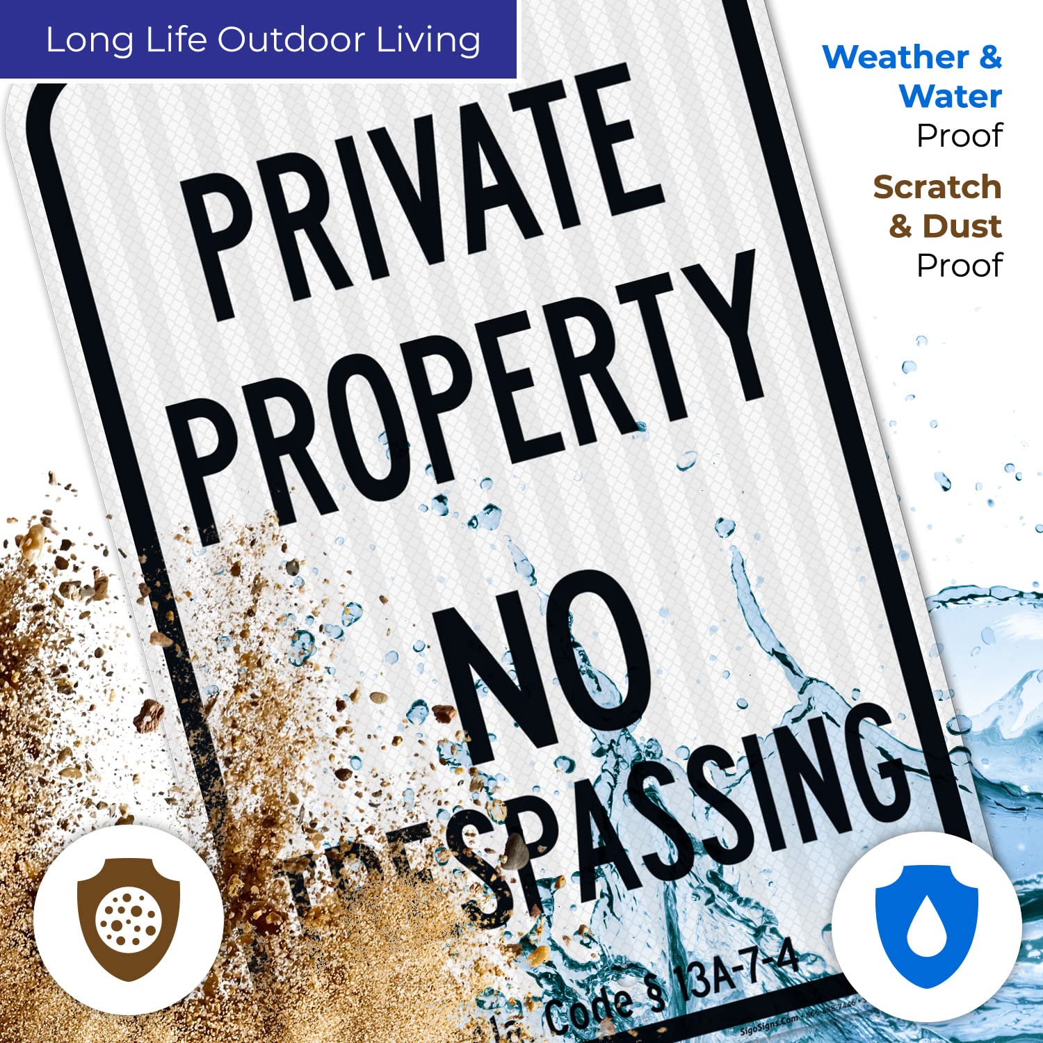 Alabama Private Property No Trespassing Sign, 12x18 Inches, 3M EGP Reflective .063 Aluminum, Fade Resistant, Made in USA