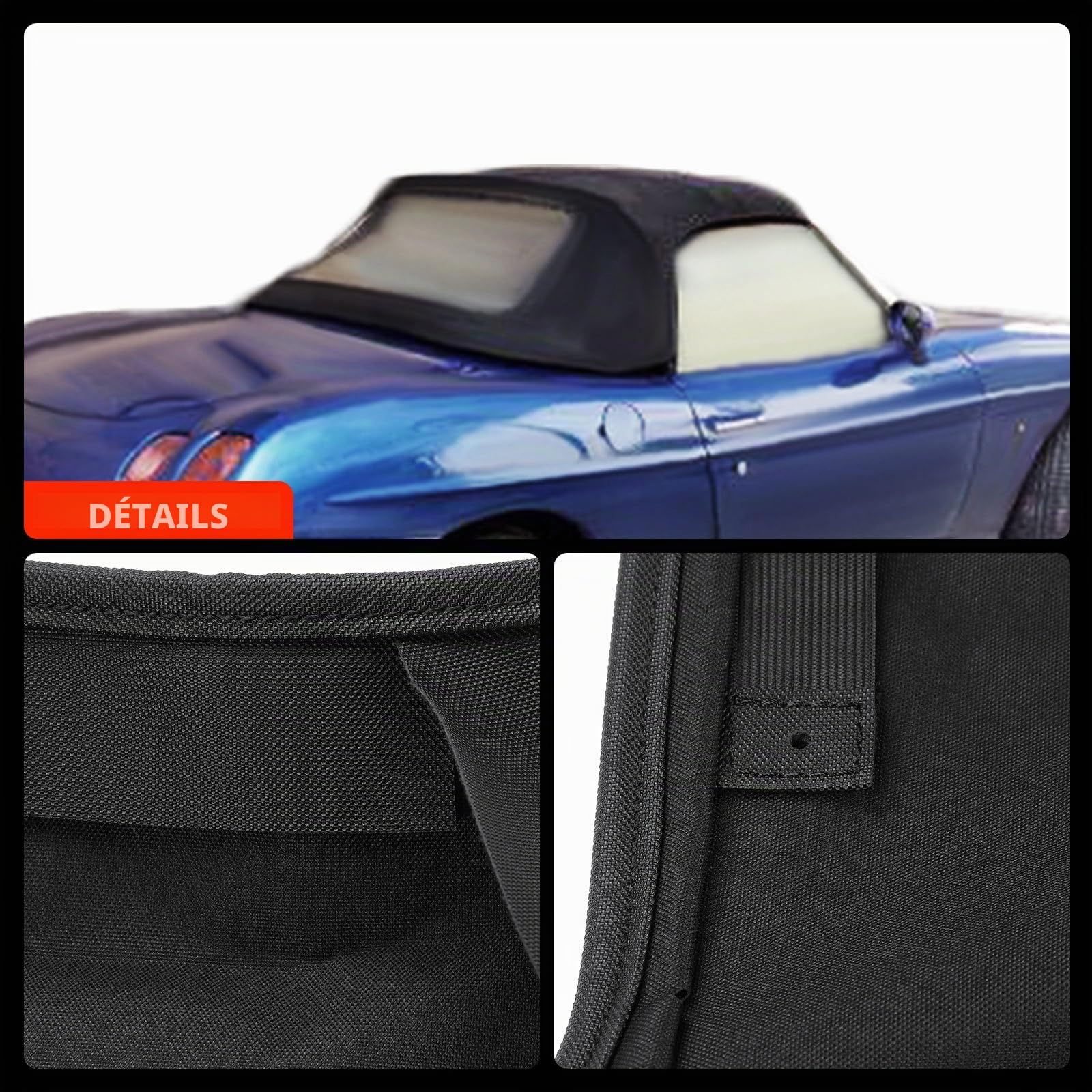 Frankberg Capote de cabriolet Softtop Noir Compatible avec Barchetta 183 Cabriolet 1.8 16V 1995-2005 Remplacer# 0010