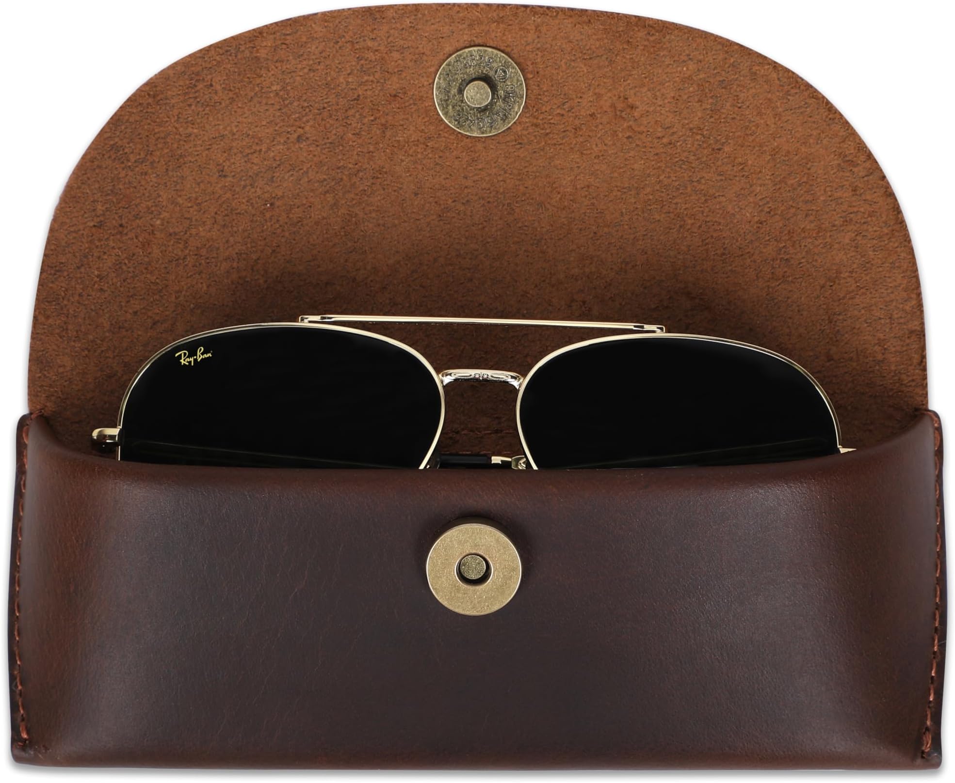 Leather Sunglasses Case Genuine Eyeglass Holder Reading Glasses Protector Vintage Eyewear Storage for Men and Women