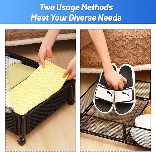 Miniatura 4 de Fixwal Almacenamiento bajo la cama con ruedas, 2 en 1 plegable debajo de la cama con bolsas de almacenamiento, organizadores de almacenamiento de