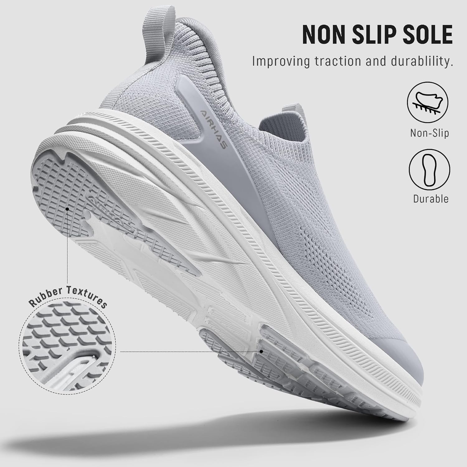 Womens Slip On Walking Shoes Breathable Sneakers for Women Lightweight Casual Shoes(Light Grey,11.0) - Image 5