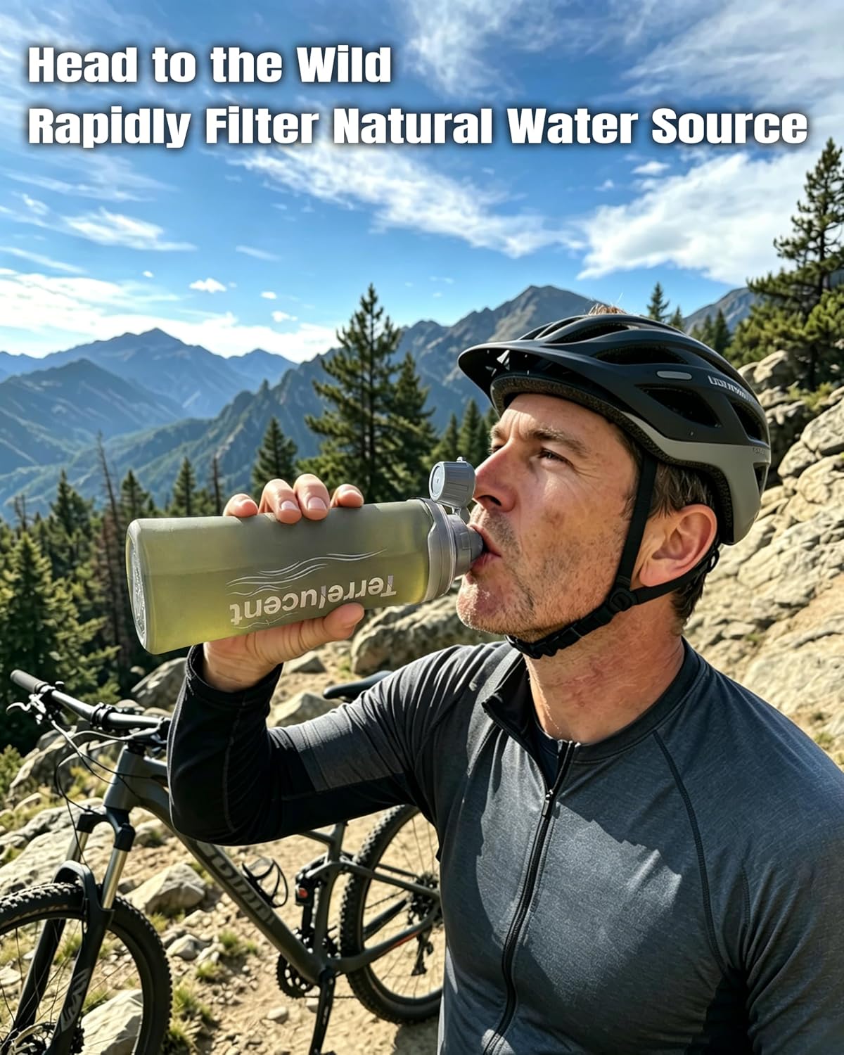 42MM Replacement Water Filter Cartridge, 2 Pack, Gray | 42MM Diameter, Dual Filtration, BPA-Free, Compatible with Terrelucent, BeFree, For Hiking Cycling Camping Backpacking Travel