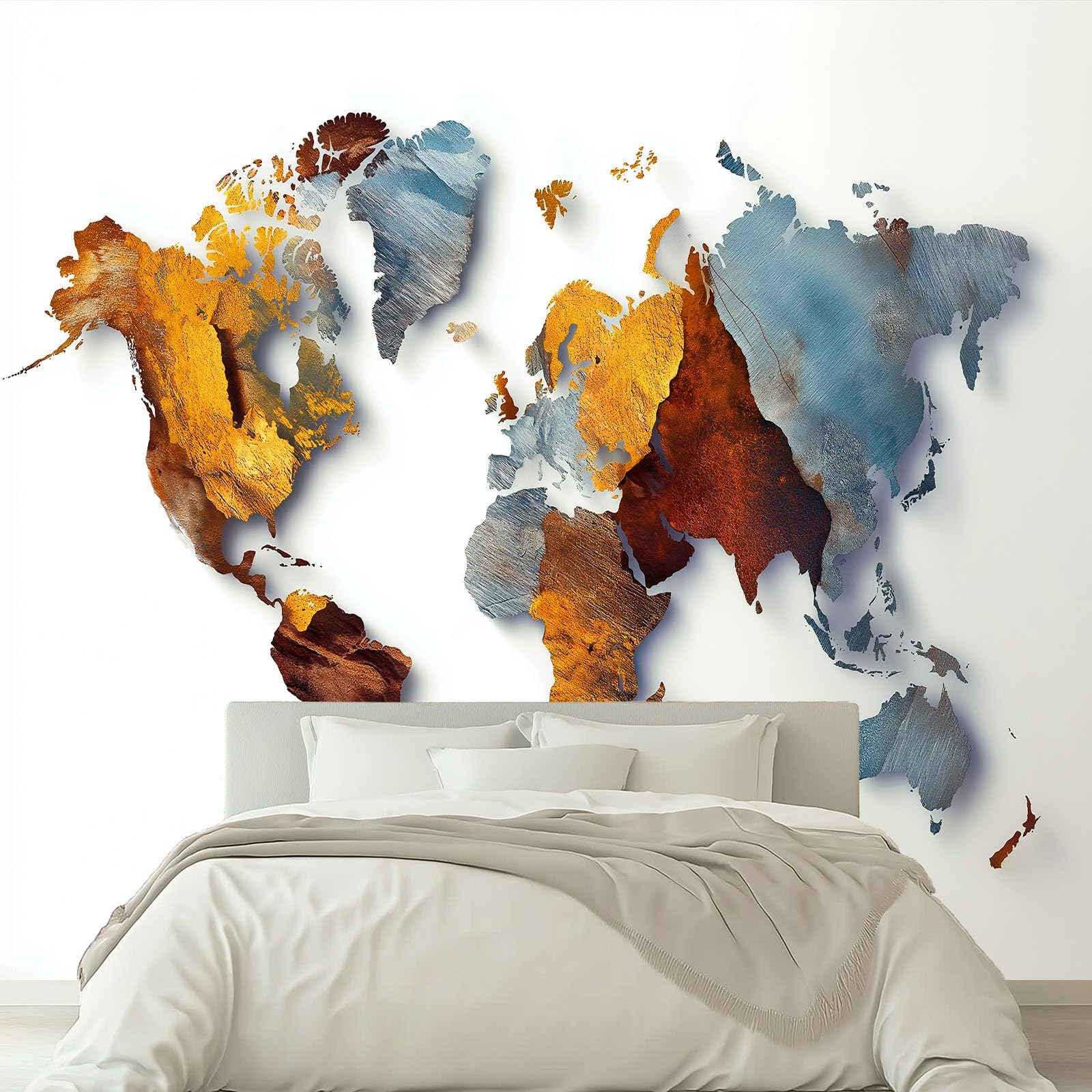 Générique Tapeta ścienna sypialnia akwarela mapa świata 400 x 280 cm, plakat ścienny obrazy gobelin, biały salon pokój dziecięcy tło ściana panoramiczna tapeta