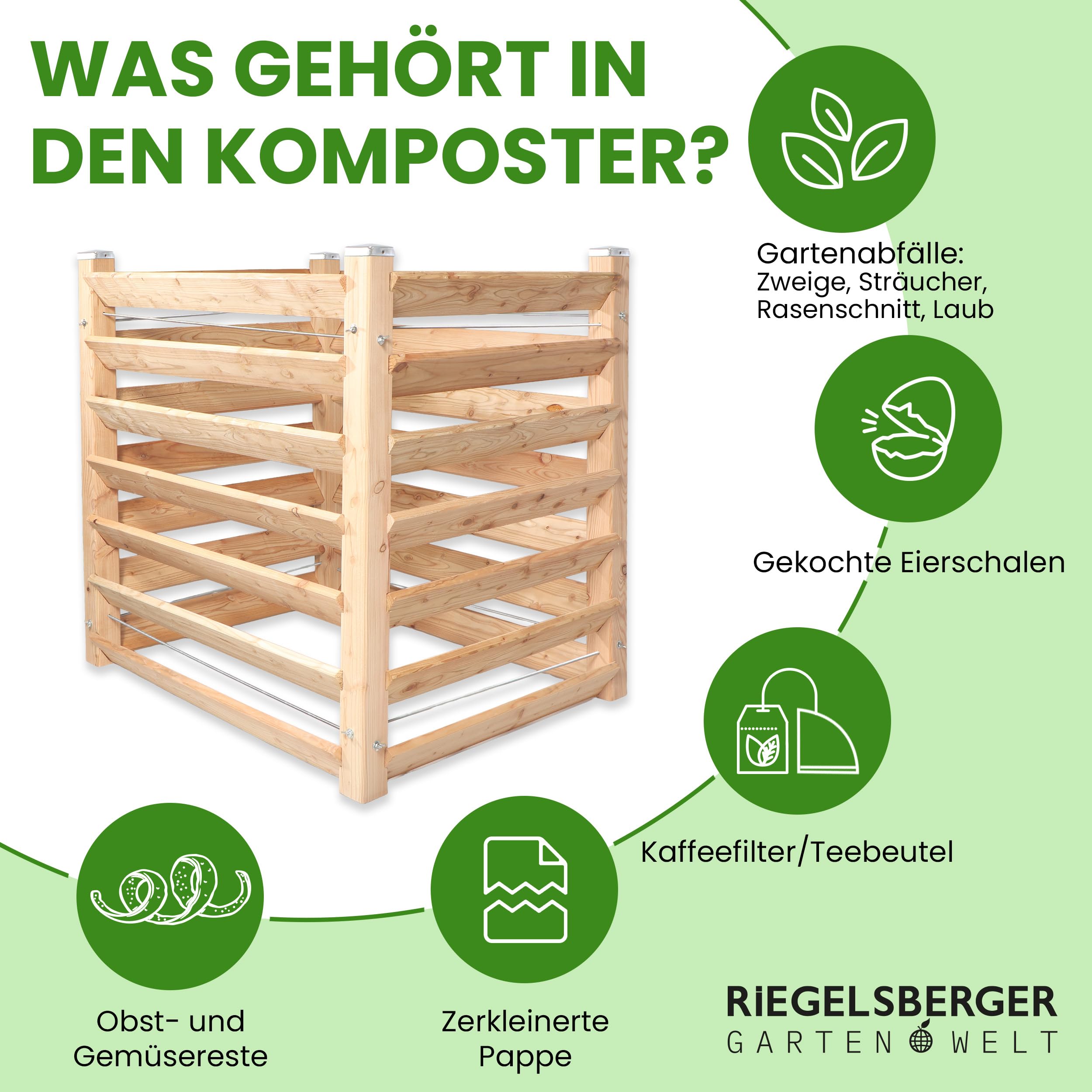 Gartenwelt Riegelsberger Compostiera moderna singola, ca. 80 x 120 cm, altezza 100 cm, in legno massello di larice, compostiera compostiera in legno massiccio