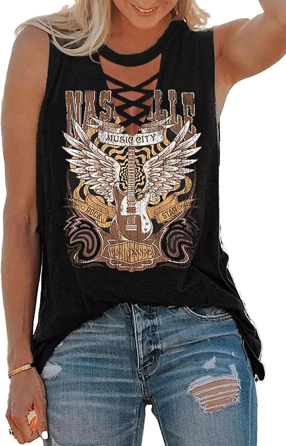 Kid Rock Skeleton Eagle Tank Top for Women Vintage Country Music Shirts Summer Sleeveless Graphic Tops