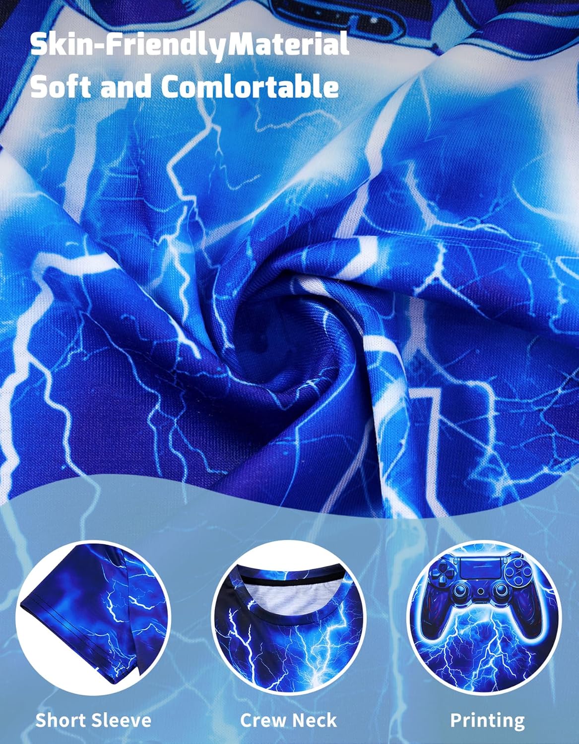 Boys Girls Neon Shirt Short Sleeve Cool 3D Graphic Print Neon Game Summer Tees Tops for 8-12 Years - Image 6